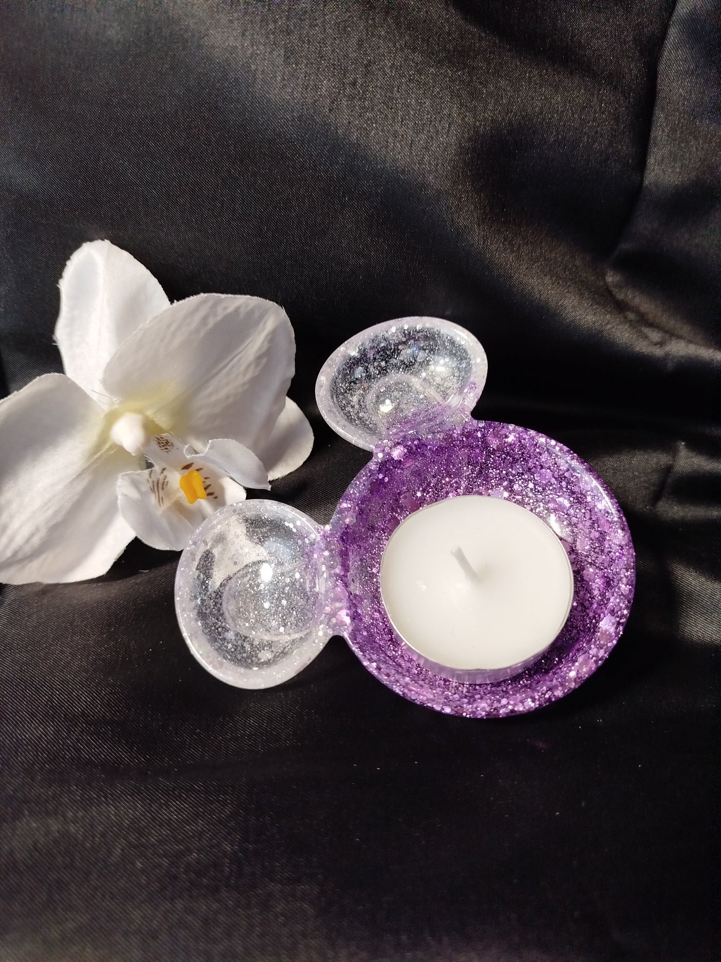 Bougeoir blanc violet