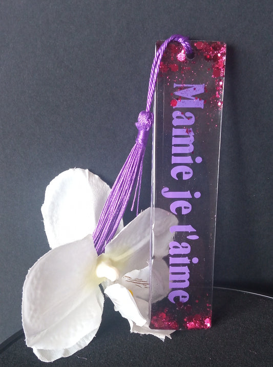 Marque page "Mamie je t'aime" violet