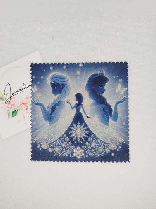 Chiffon lunette - La reine des neiges - 10x10 cm.